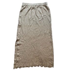 St. John Evening Marie Gray Shimmer Metallic Knit Maxi Skirt, Sz 10 gunmetal